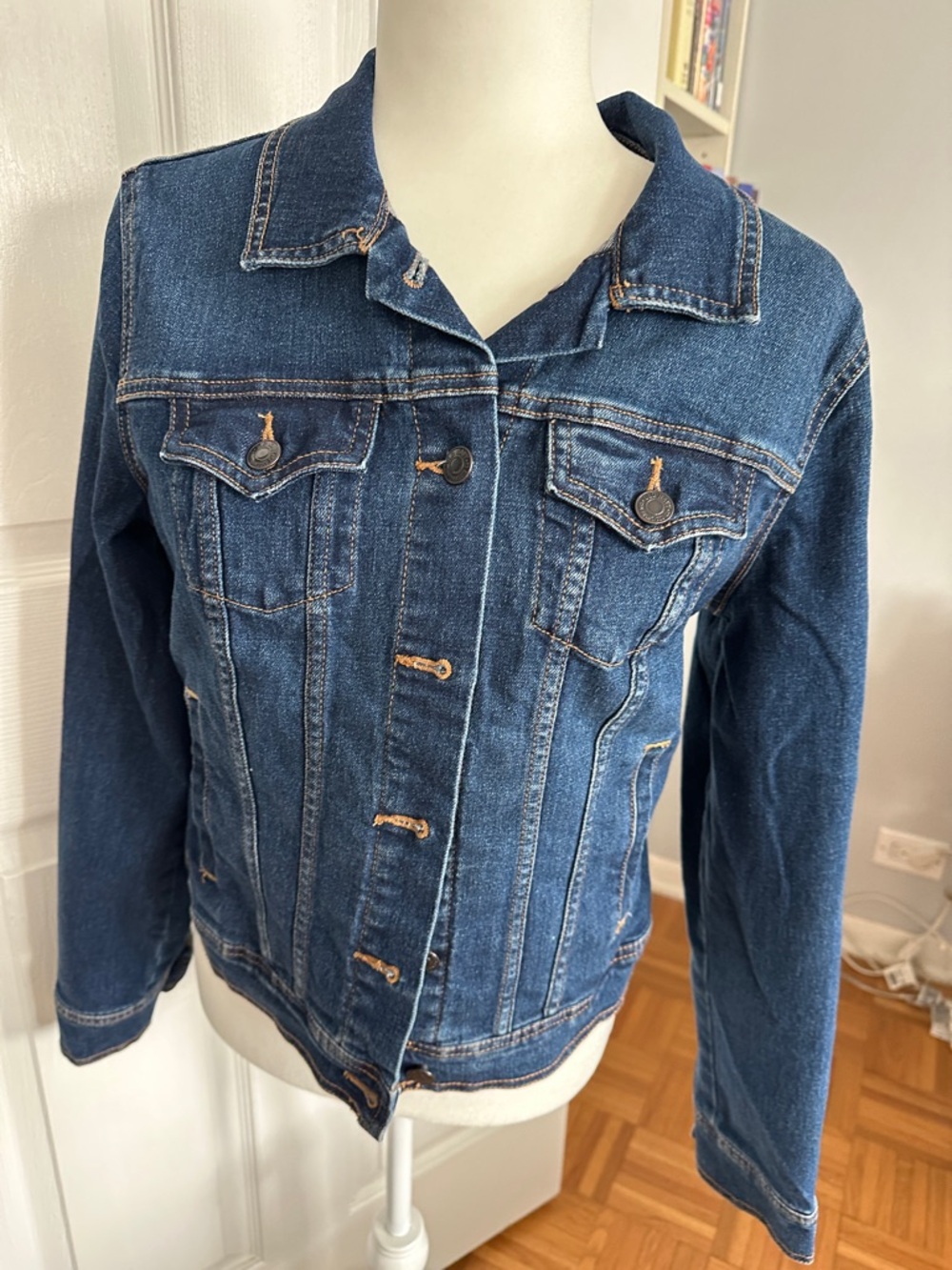 Old Navy Blue Denim Jacket with Contrast Stitching medium